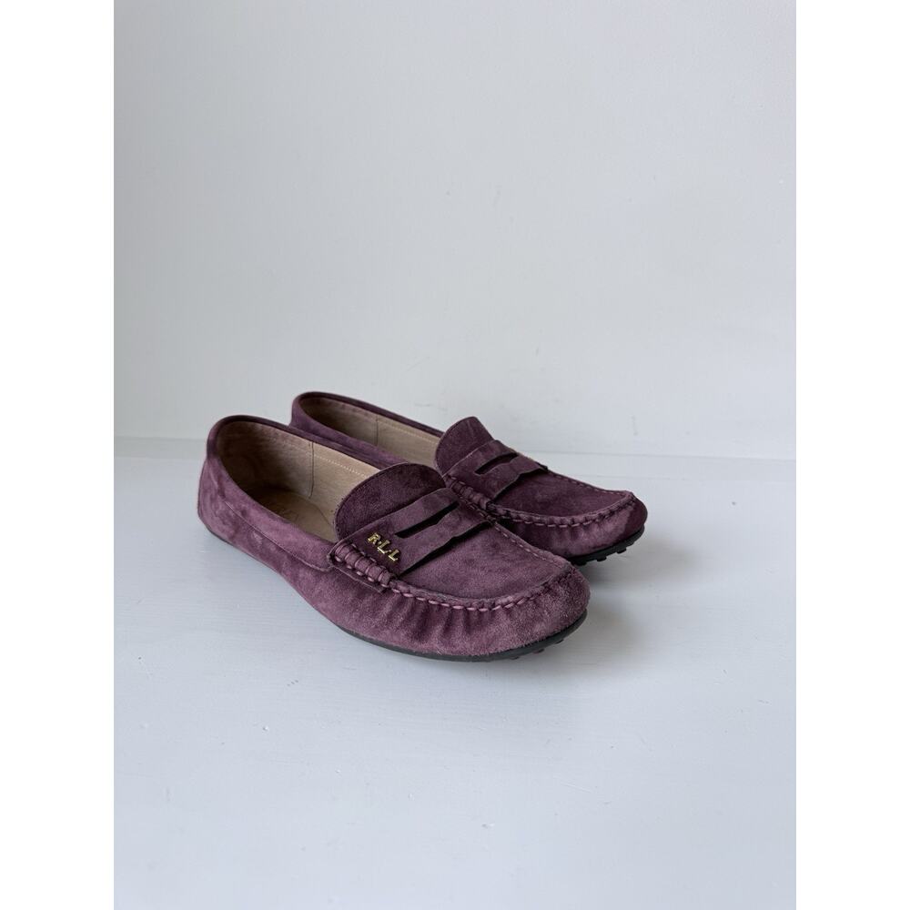 Women’s Ralph Lauren Suede Loafers Size 8B Driving Shoes Work Wear Burgundy - Picture 3 of 7